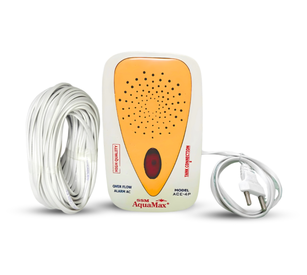 SSM Aquamax ® Water Tank Overflow Alarm with 15 Meter Wire - 220V AC - Loud Human Voice in Hindi and English - 1 Year Warranty (Water Tank Alarm - ACE-4P - Wire)