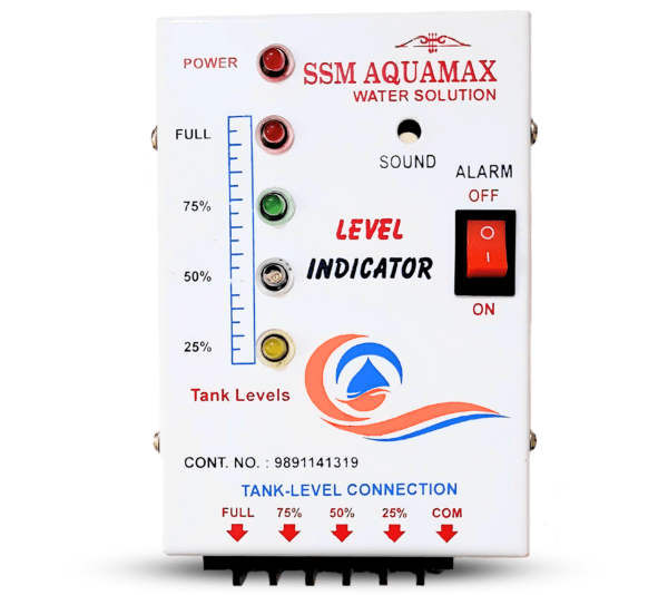 SSM Aquamax ® Water Tank Level Indicator and Overflow Alarm | 4 Level Indicator | 5 Stainless Steel Sensors Included, Metal Body, Shockproof, Wall Mountable, 1 Year Warranty, 220 Volt AC