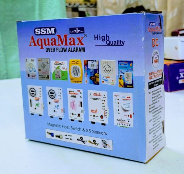 SSM Aquamax ® Water Tank Alarm Bell Overflow Protection - Battery Operated - Sensors Included - Loud Human Voice in Hindi and English - 1 Year Warranty (DCW-1)